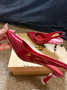 Burgundy Patent Pointed Slingback Heels